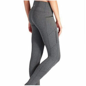 Athleta Herringbone Sly Drifter Leggings Black XS Cropped Zipper Pockets